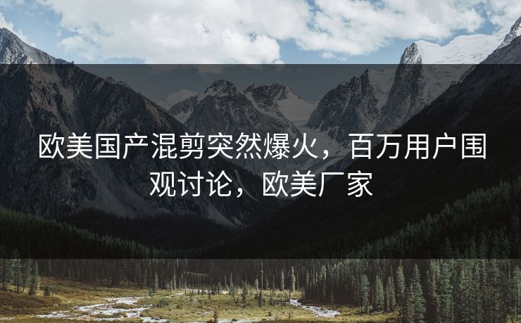 欧美国产混剪突然爆火，百万用户围观讨论，欧美厂家