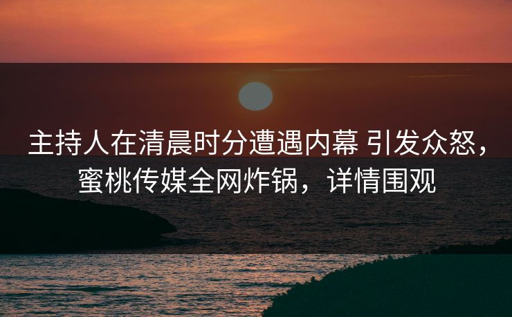 主持人在清晨时分遭遇内幕 引发众怒，蜜桃传媒全网炸锅，详情围观